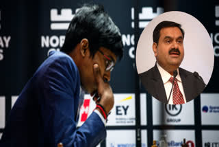 Grandmaster Praggnanandhaa and Gautam Adani (file photo)