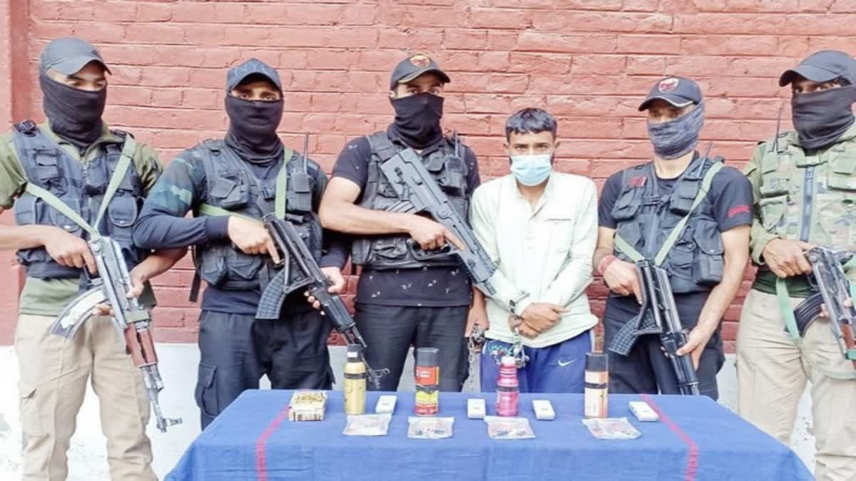 Jammu Kashmir one LeT associate apprehended by Srinagar Police 4 perfume IEDs recovered