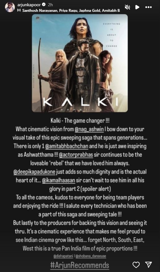 Kalki 2898 AD: Arjun Kapoor Praises Nag Ashwin's 'Cinematic Vision'; Hails Prabhas Starrer As 'Game Changer'