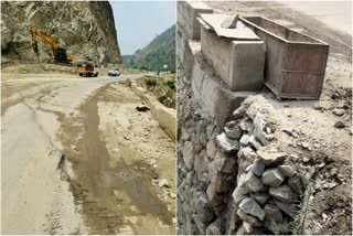 Chandigarh-Manali NH Damaged near 4 Mile in Mandi