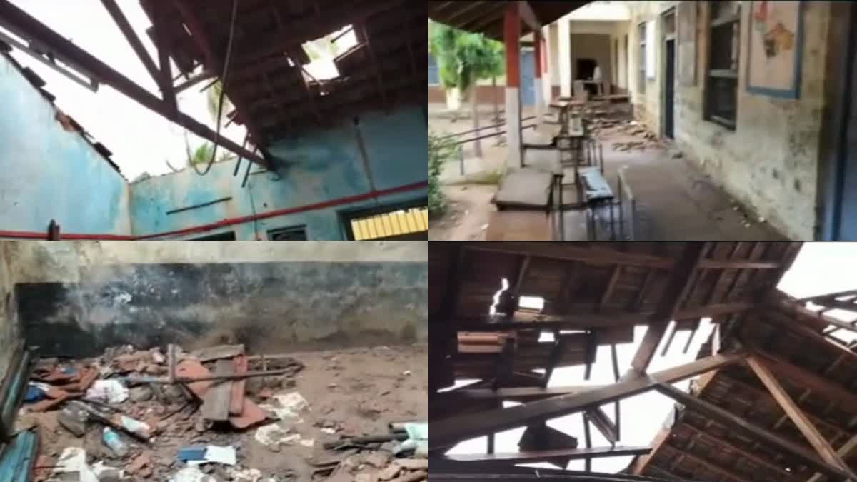 Roof of the government school has collapsed