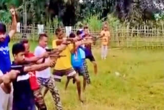 Two members of Rashtriya Bajrang Dal were arrested on Wednesday in a case related to organising an arms training camp in Darrang district of Assam, police said.