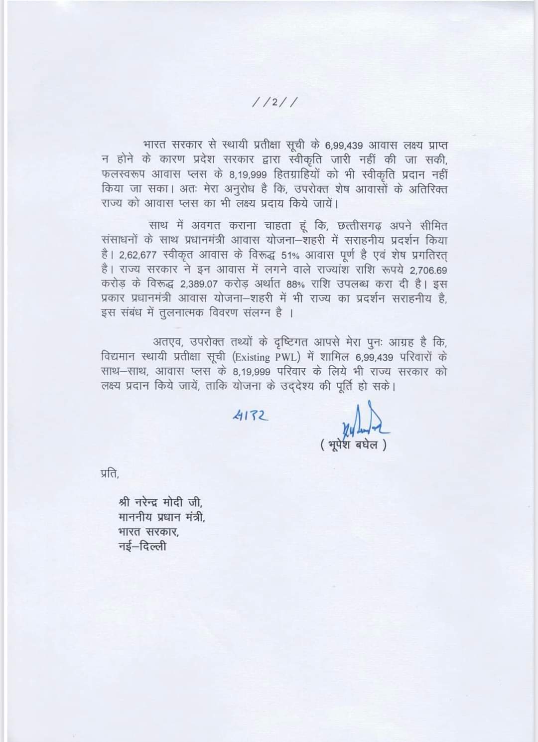 CM Bhupesh Baghel Wrote Letter To PM Modi