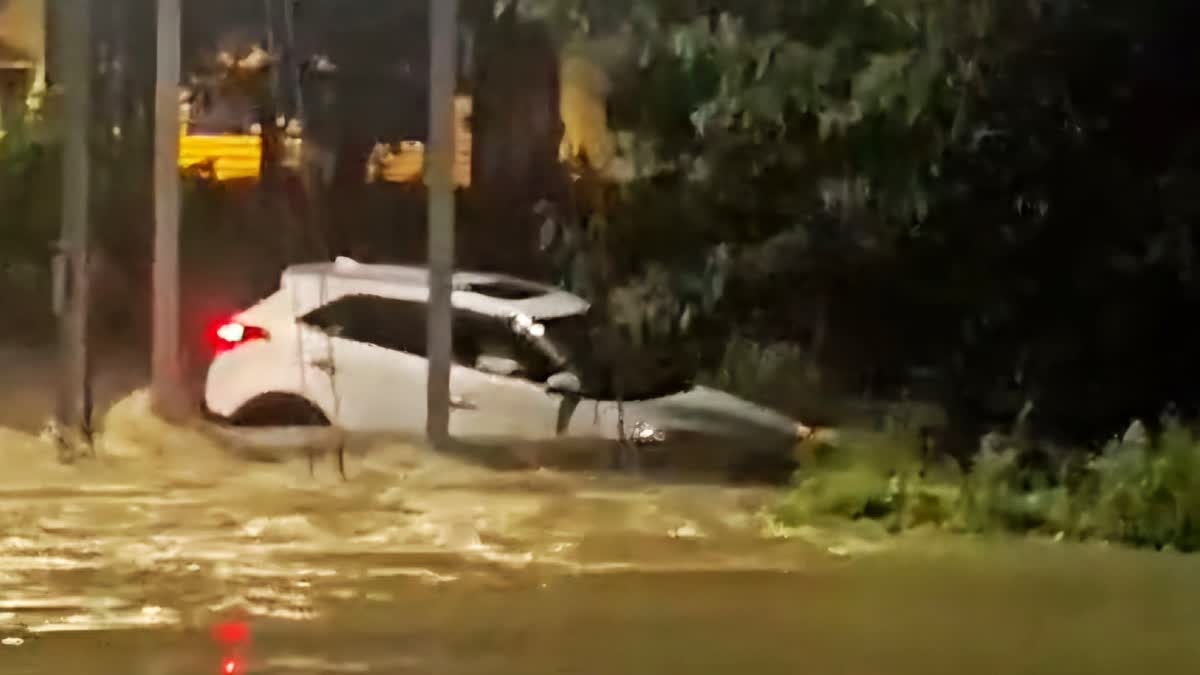 Car sweeps in water