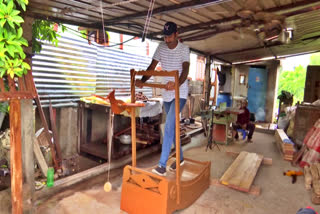 Young Man Makes Wooden Treadmill