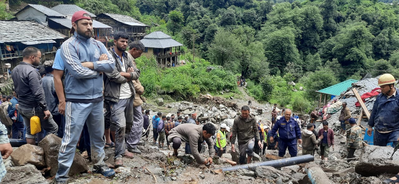 Cloudburst in Rajban village in Drang