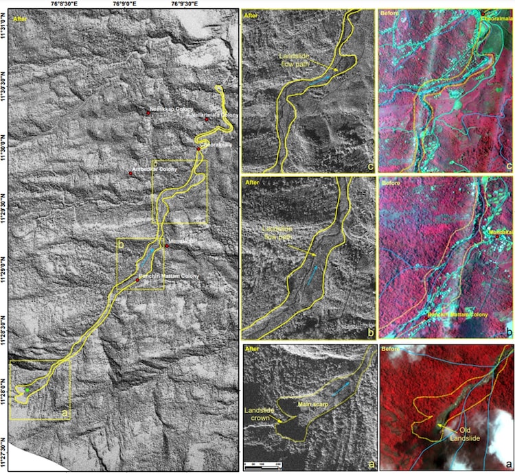 WAYANAD LANDSLIDES  INDIAN SPACE RESEARCH CENTRE  ISRO RELEASED SATELLITE IMAGES  വയനാട്‌ ഉരുള്‍പൊട്ടല്‍ ഐഎസ്ആർഒ