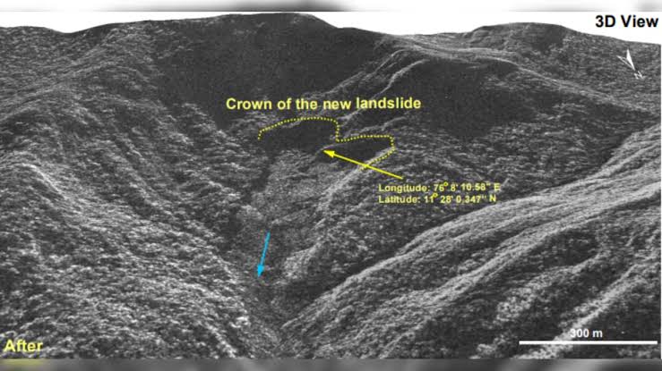 WAYANAD LANDSLIDES  INDIAN SPACE RESEARCH CENTRE  ISRO RELEASED SATELLITE IMAGES  വയനാട്‌ ഉരുള്‍പൊട്ടല്‍ ഐഎസ്ആർഒ