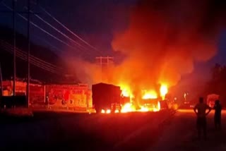3 trucks caught fire on Chandigarh Manali NH