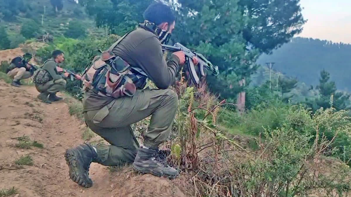 An encounter is underway between terrorists and Security personnel, in Doda on Tuesday July 9, 2024