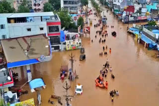 An Aerial View Of Submerged Vijayawada