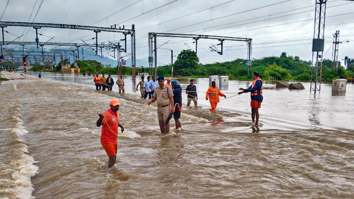 Rescue operation in NTR district in Andhra Pradesh on Sunday.