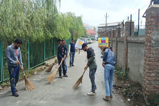 sanitation drive by UEED STP employees in  Anantnag