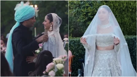 Actor Mahira Khan got hitched to her long-time beau Salim Karim in an intimate ceremony in Pakistan. Mahira opted for a pastel lehenga, while Salim chose a black sherwani for their big day.