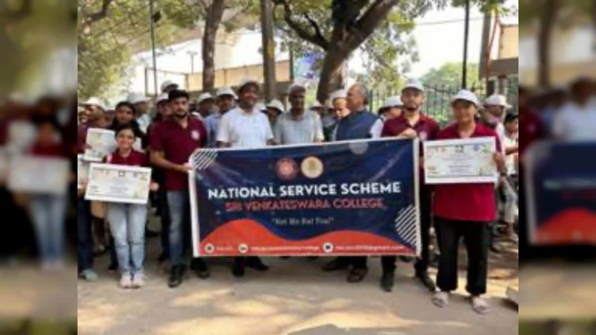 A cleanliness drive was carried out at the Sri Venkateswara College in New Delhi on Wednesday