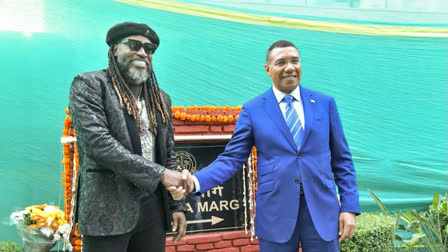 West Indies cricket great Chris Gayle met Prime Minister Narendra Modi during Jamaican PM Andrew Holness's bilateral visit to India. The video captured the scene where Gayle can be seen