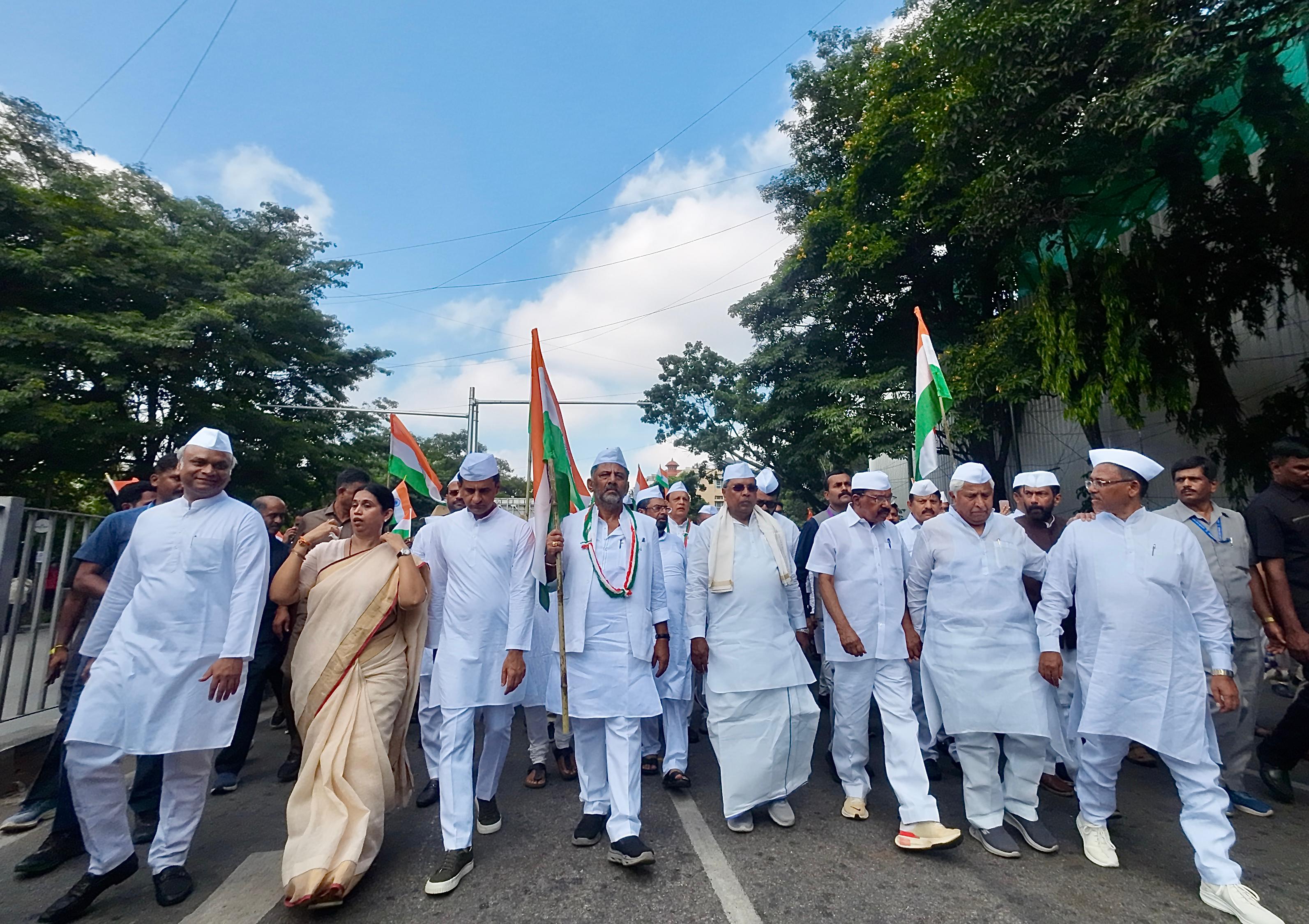 Congress leaders  Gandhi Jayanthi  CM Siddaramaiah and DCM Shivakumar  Bengaluru