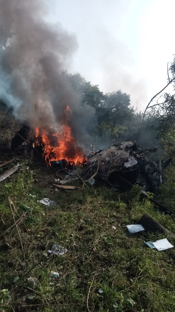 Chopper crash at hilly terrain