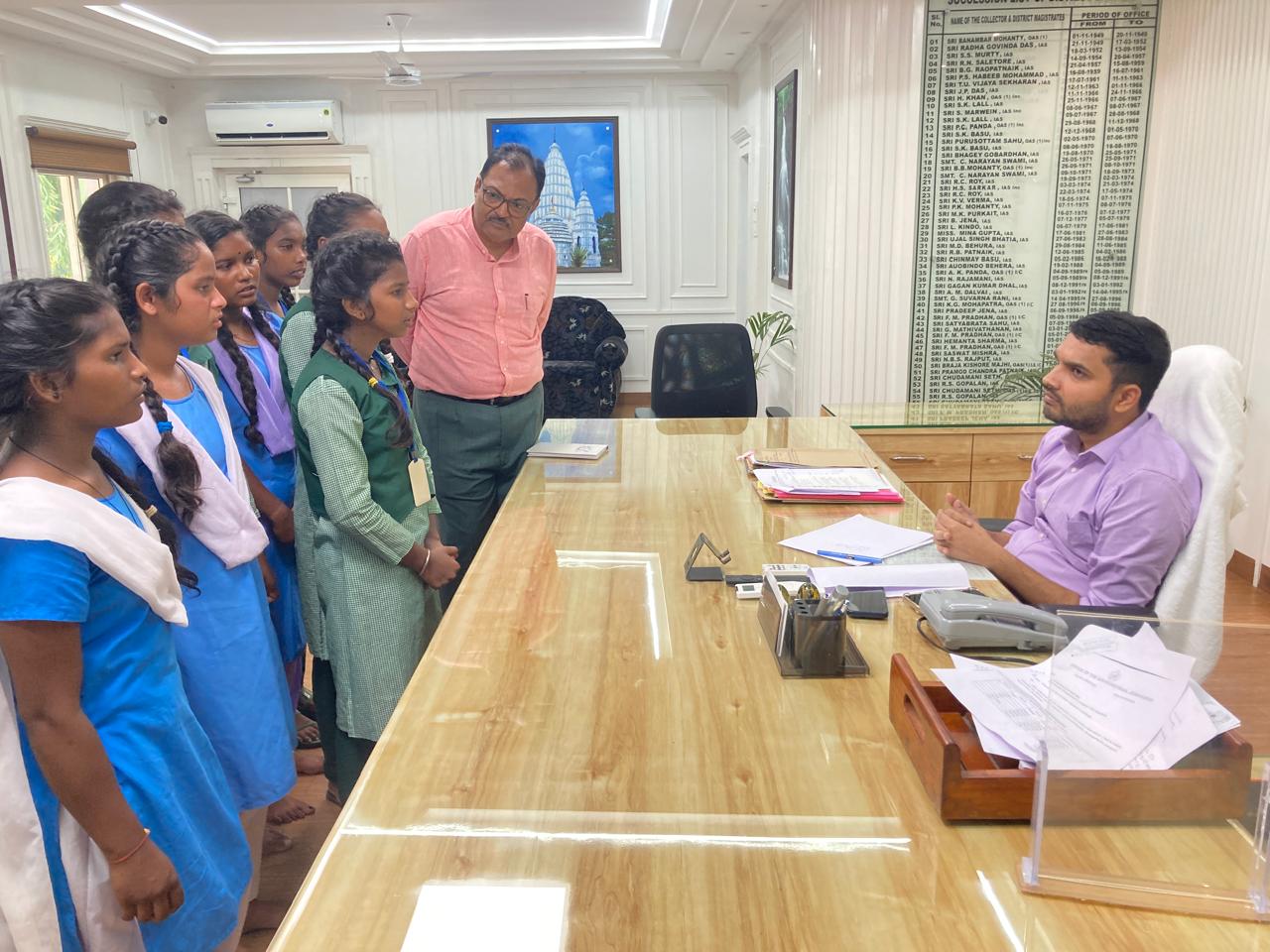 Students Walk To Meet Collector