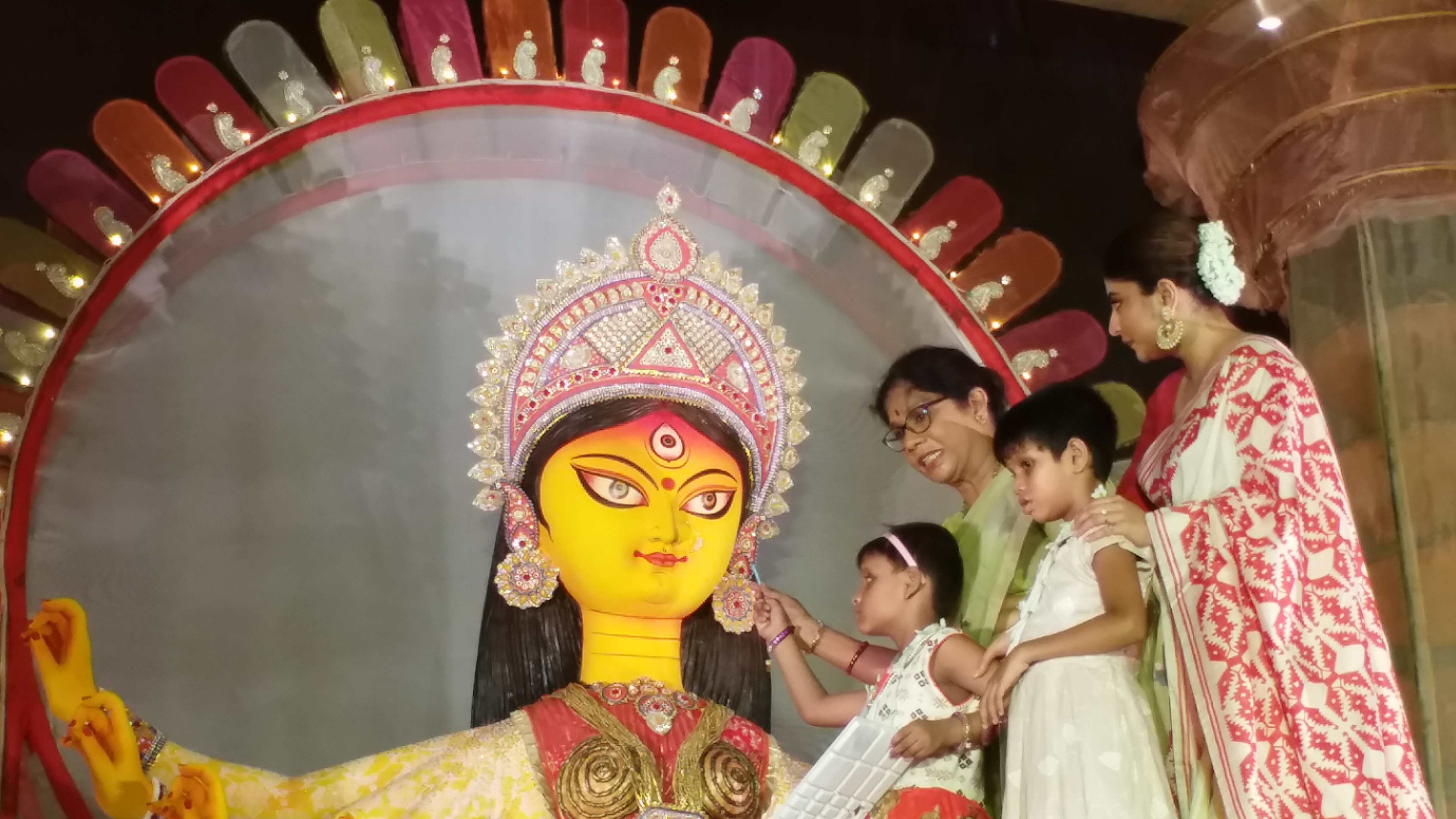 Goddess Durga Chokkhu Daan