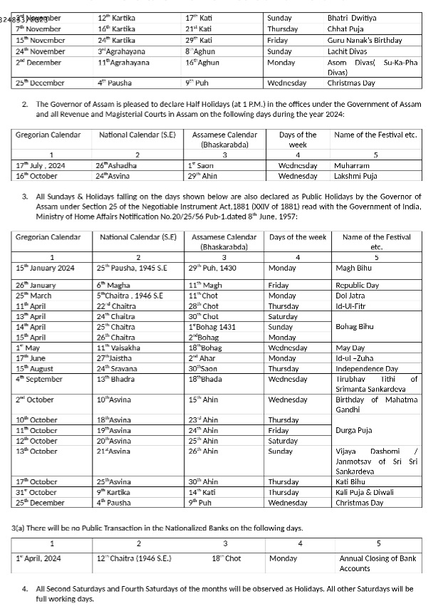 2024 government holidays