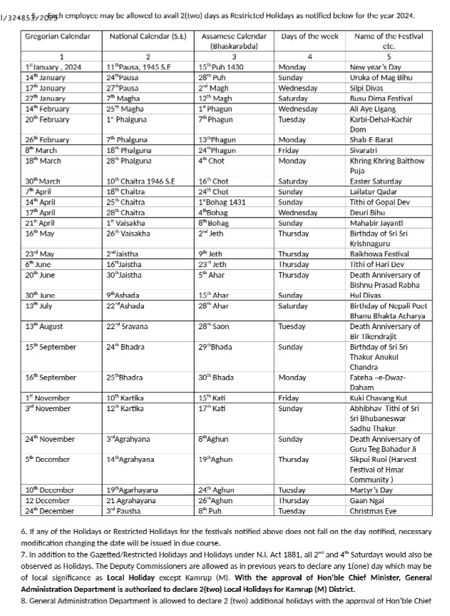 2024 government holidays