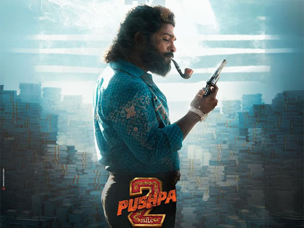 Allu's blue shirt with gold embroidery is eye-catching in the posters of Pushpa 2: The Rule