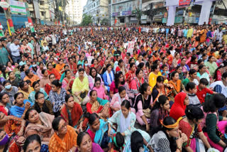 Bangladesh Hindus participate in a rally demanding that an interim government withdraw all cases against their leaders and protect them from attacks and harassment, in Chattogram, Bangladesh, Friday, Nov. 1, 2024.