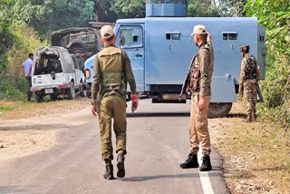 File - Security forces near an encounter site in Akhnoor, Jammu.