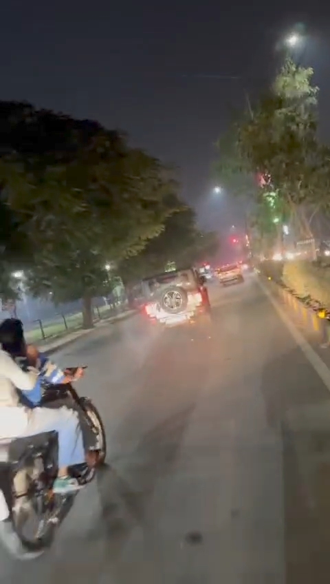 Thar dragged bike in Karnal Haryana video goes viral on social media