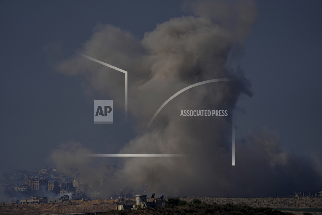 Smoke rises following an Israeli airstrike in the Gaza Strip, as seen from southern Israel