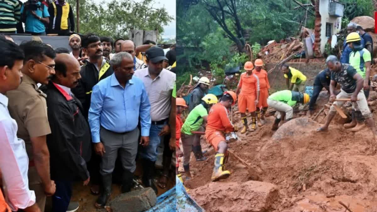 Fengal cyclone Impact in Tamil Nadu Dead bodies rescued from Landslide sight in Thiruvannamlai.