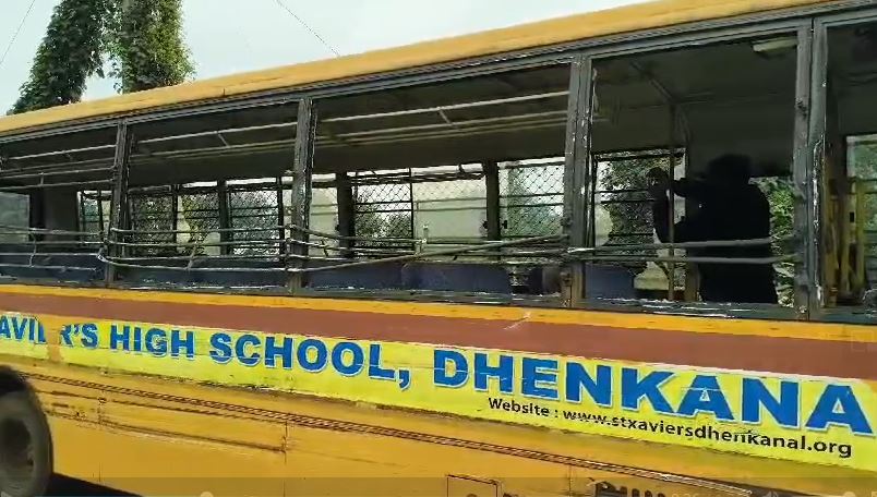 TRUCK HITS SCHOOL BUS