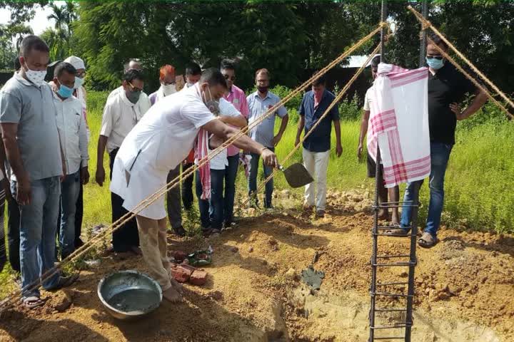 FORKATING MODERN CRICKET GROUND AND PAVILION CONSTRUCTION FOUNDATION LYING 