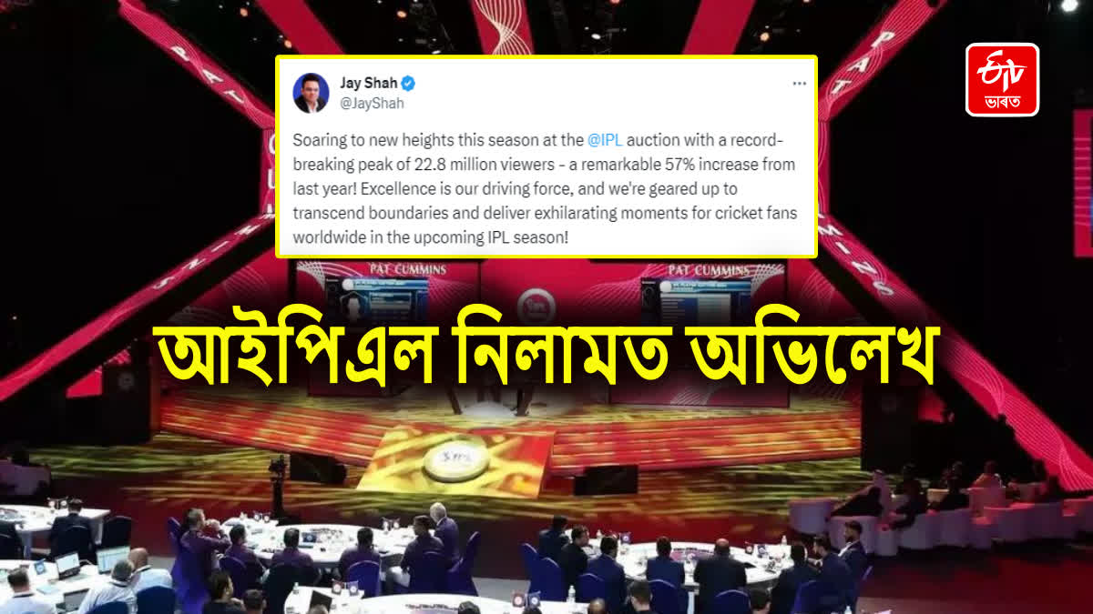 ২০২২ চনৰ তুলনাত এইবাৰৰ আইপিএল নিলামত ৫৭ শতাংশ দৰ্শক বৃদ্ধি