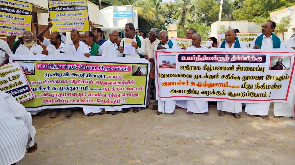 Farmers warned contempt of court proceedings against the Minister and the Collector for the Lower Bhavani Project Canal