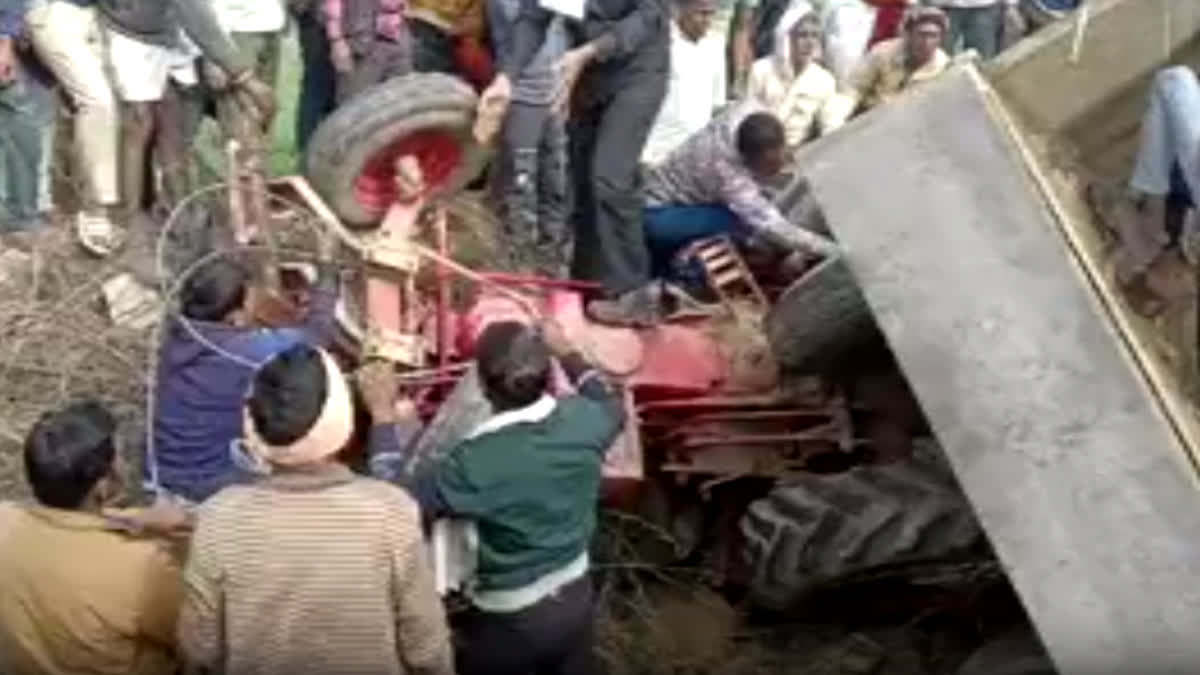 tractor overturned in ditch