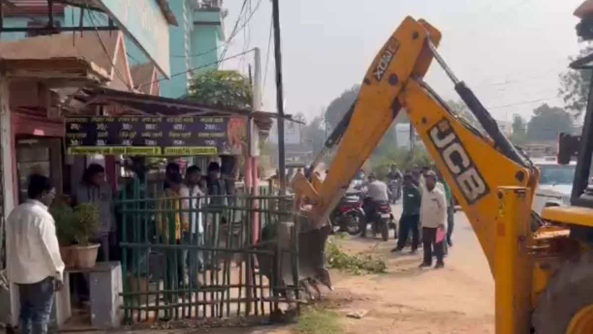 Corporation bulldozer runs on illegal encroachment