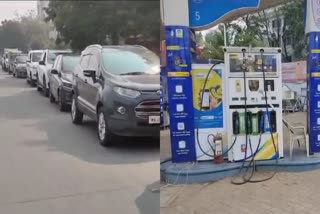 Long queues of customers at petrol pumps in Telangana and Maharashtra despite the end of the strike