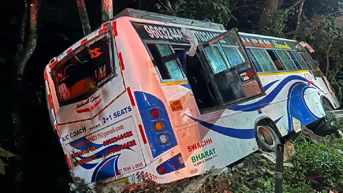 TRAVELS BUS OVER TURNED