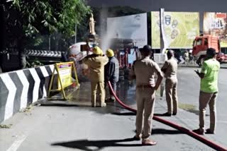 LPG tanker overturned in Coimbatore