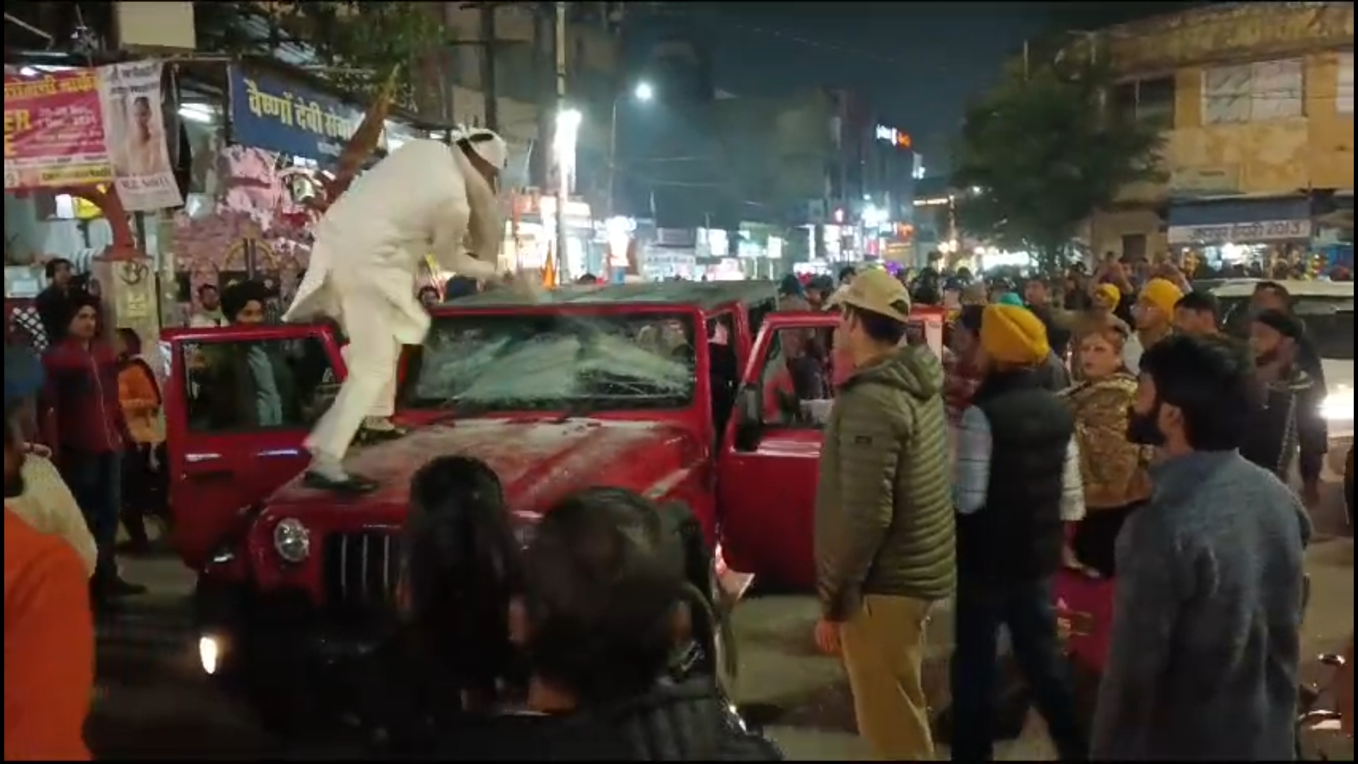 High speed Thar entered the Nagar Kirtan