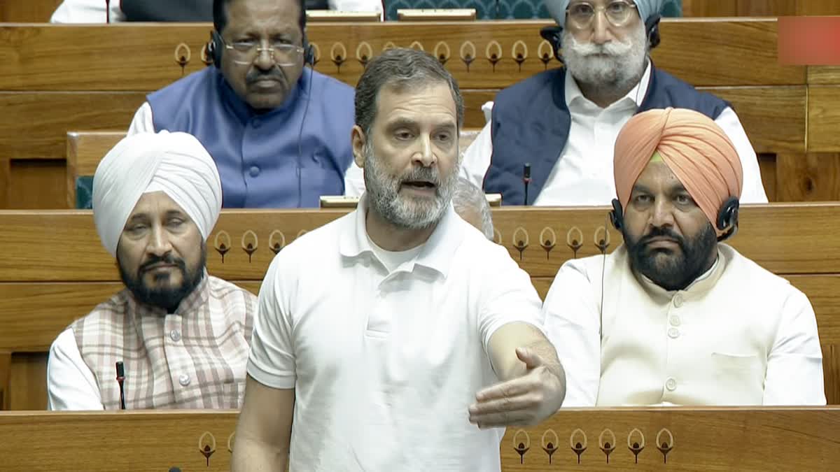 Rahul Gandhi giving a speech in Lok Sabha