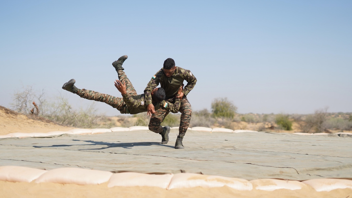 The Indian and Japanese armies engaged in the joint exercise Dharma Guardian