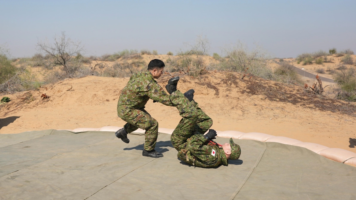 The Indian and Japanese armies engaged in unarmed combat training