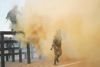 The Indian and Japanese armies engaging in the joint exercise Dharma Guardian highlight room intervention, close-quarter battle firing, obstacle clearance and unarmed combat training on the eighth day of the exercise.