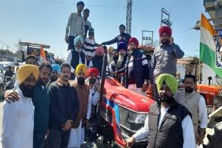 Tractor march by Congress in Halka Khemkaran in support of farmers movement