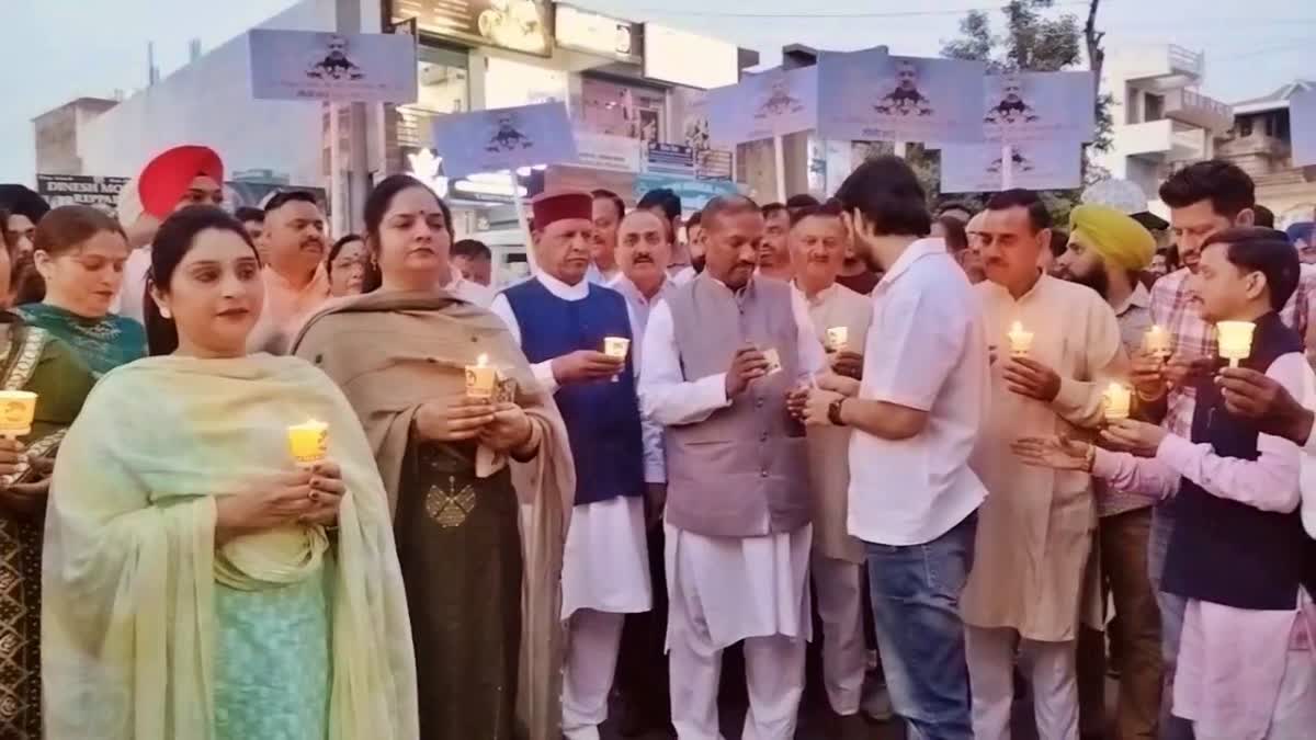 BJP candle march in Paonta Sahib
