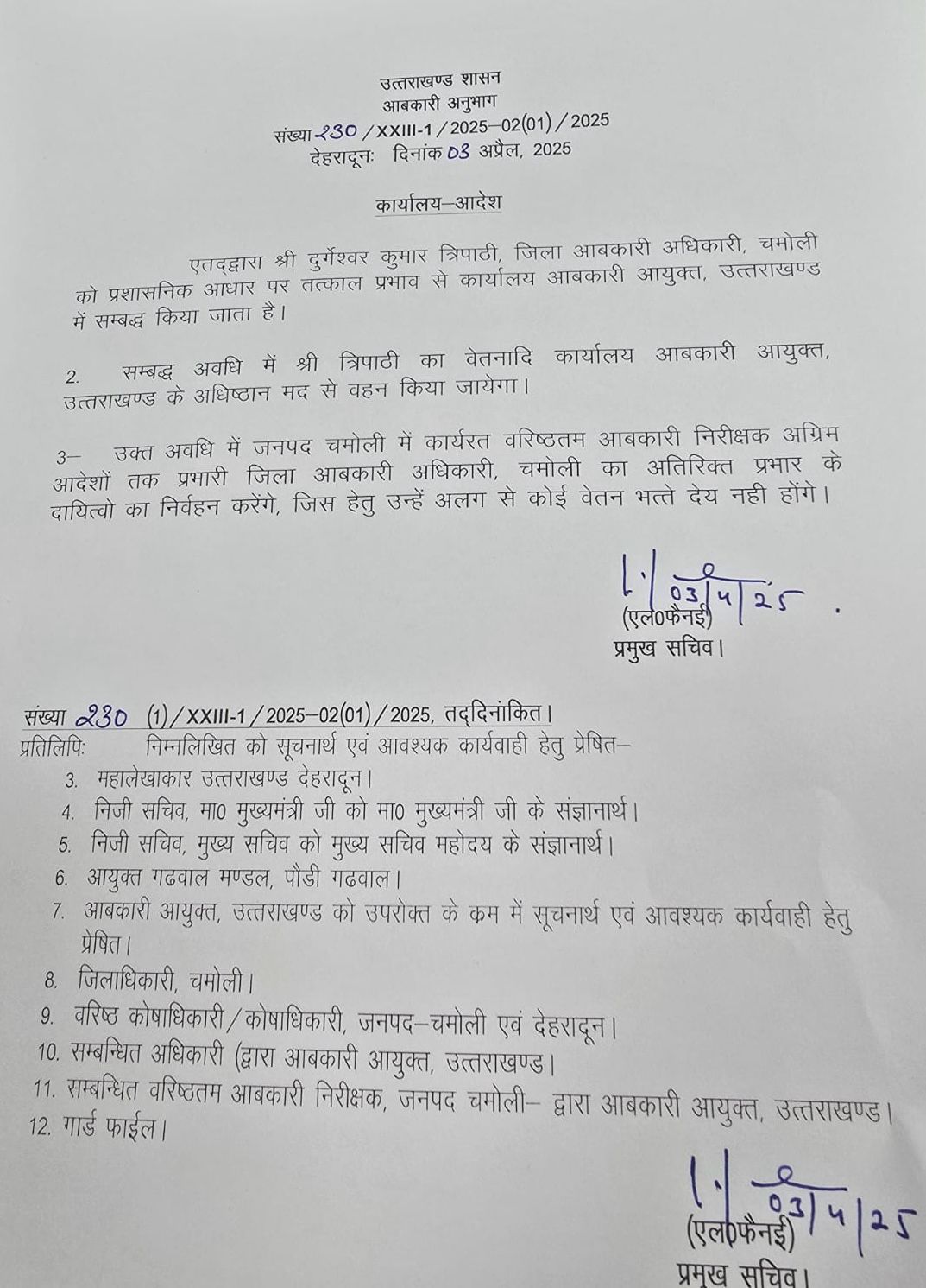 Chamoli District Excise Officer Durgeswar Kumar Tripathi