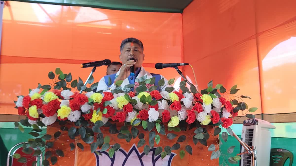 Minister Pijush Hazarika and MLA Kamalakhya Dey Purkayastha campaigning for NDA candidate Jayanta Basumatary of Kokrajhar Lok Sabha